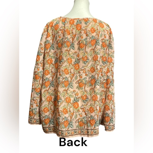 Max Studio Orange and light pink Boxy Long Sleeve Blouse - Picture 5 of 8